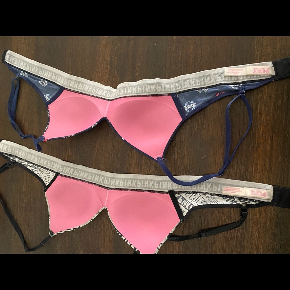 Pink lightly padded bras